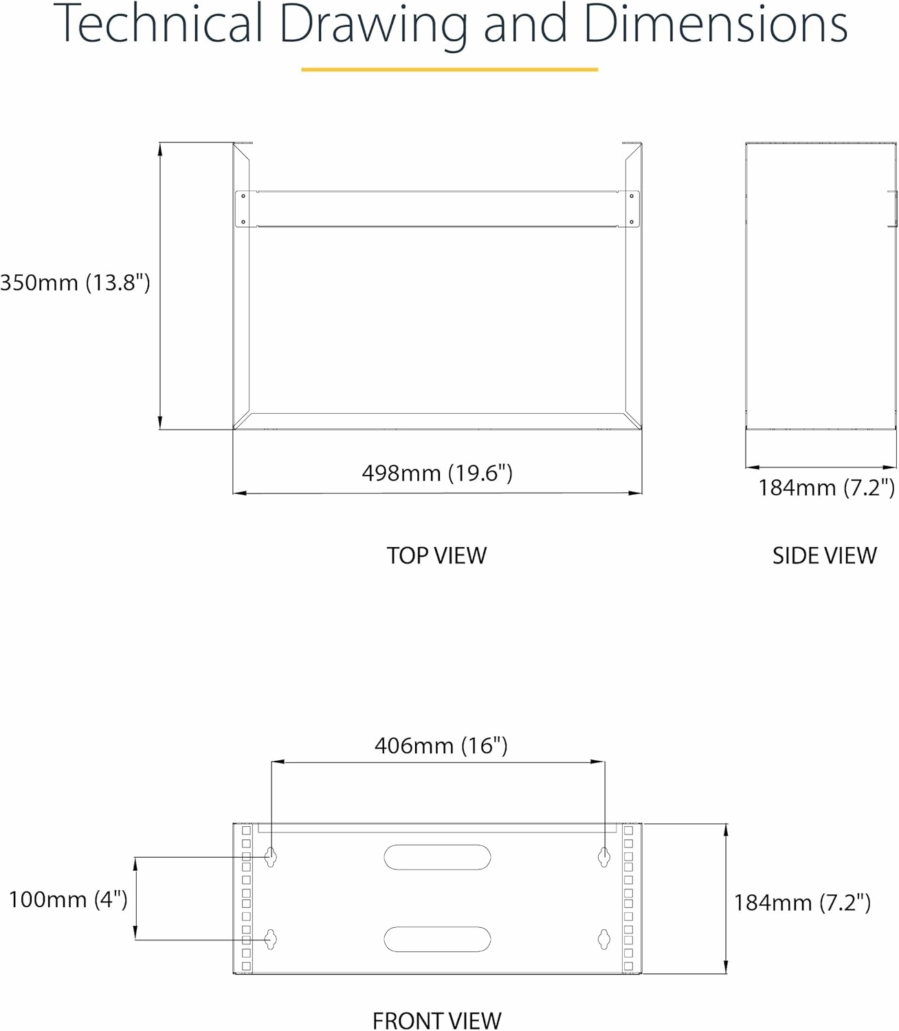 StarTech.com 4U Wall Mount Network Rack - 14 Inch Deep (Low Profile) - 19" Patch Panel Bracket for Shallow Server and IT Equipment, Network Switches - 44lbs/20kg Weight Capacity, Black (WALLMOUNT4)