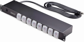 StarTech.com 8-Outlet Horizontal Rack Mount PDU, 1U Power Strip, Outlet On/Off Switches, 15A Breaker, 8ft/2.4m Cord NEMA 5-15, TAA rackmount gear,audio rack equipment,studio rackmounts,