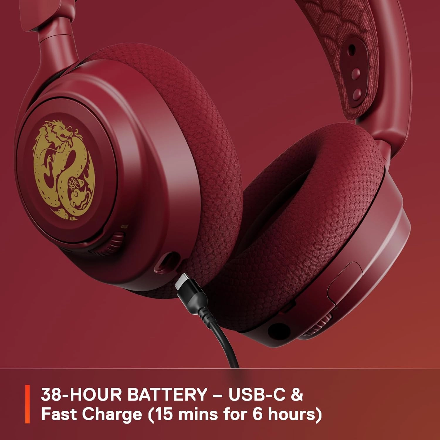 SteelSeries Arctis Nova 7 Wireless Multi-Platform Gaming Headset  Dragon Edition  Two Speaker Plate Sets  Dual Wireless 2.4GHz & Bluetooth  38 HR Fast Charge Battery  PC, PS, Mac, Mobile, Switch
