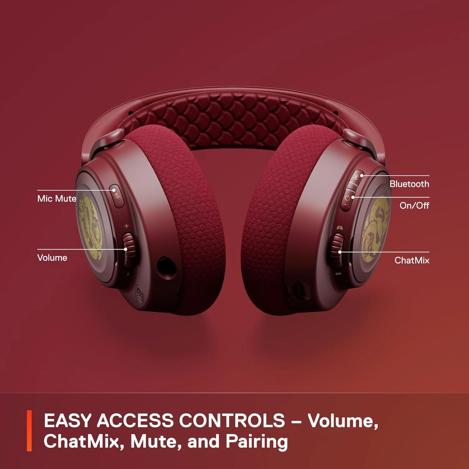 SteelSeries Arctis Nova 7 Wireless Multi-Platform Gaming Headset  Dragon Edition  Two Speaker Plate Sets  Dual Wireless 2.4GHz & Bluetooth  38 HR Fast Charge Battery  PC, PS, Mac, Mobile, Switch