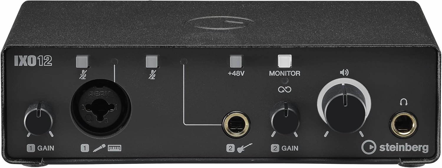 Steinberg IXO12 Black, 2x2 USB 2.0 24-Bit/192kHz Audio Interface With Cubase AI, Cubasis LE and Steinberg Plus Software audio interface,USB interface,music recording input,