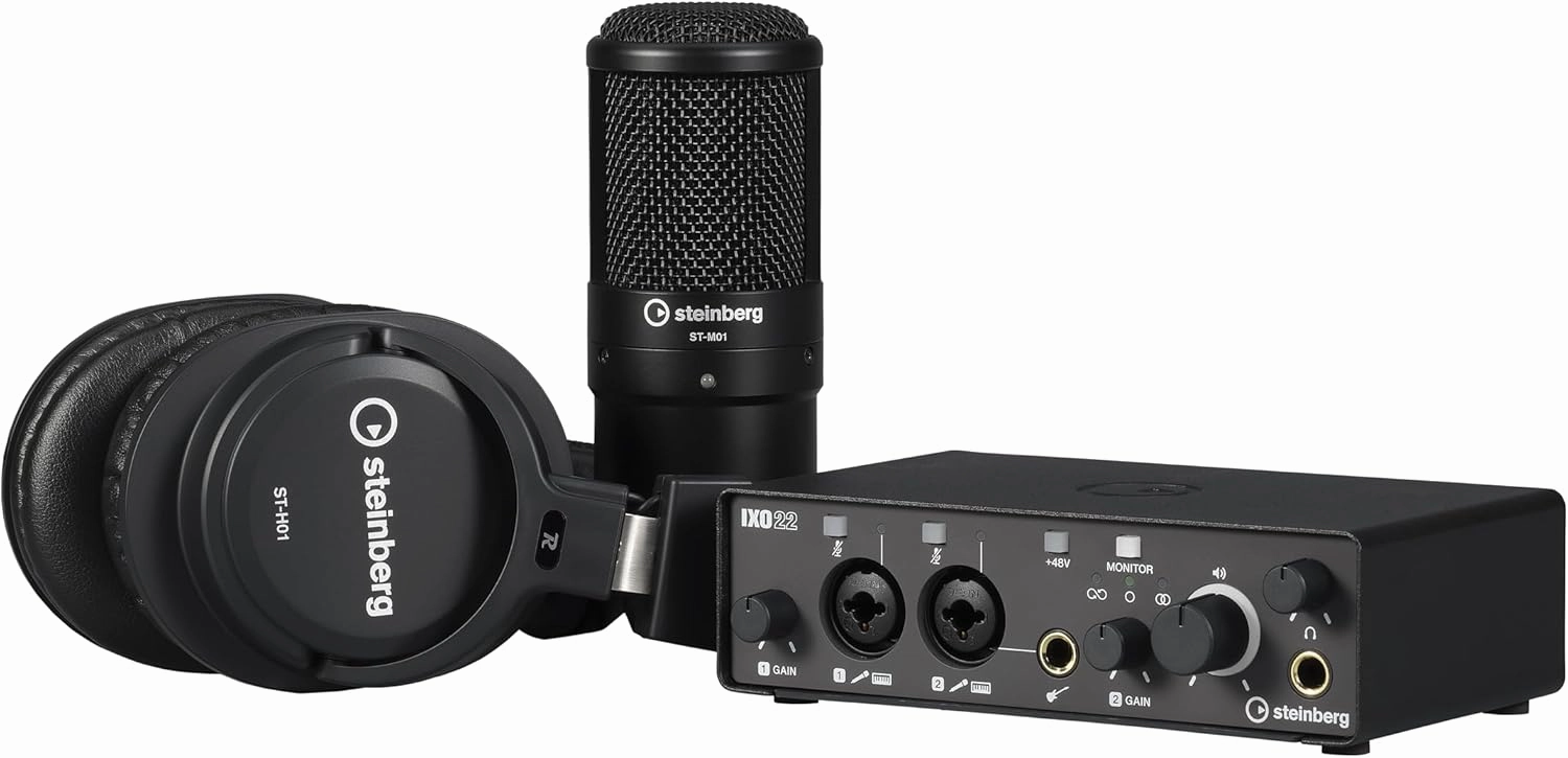 Steinberg Recording Pack With IXO22 Audio Interface, Studio Condenser Mic, Monitor Headphones, Cubase AI, Cubasis LE, WaveLab LE and Steinberg Plus Software studio monitors,nearfield speakers,mixing reference monitors,