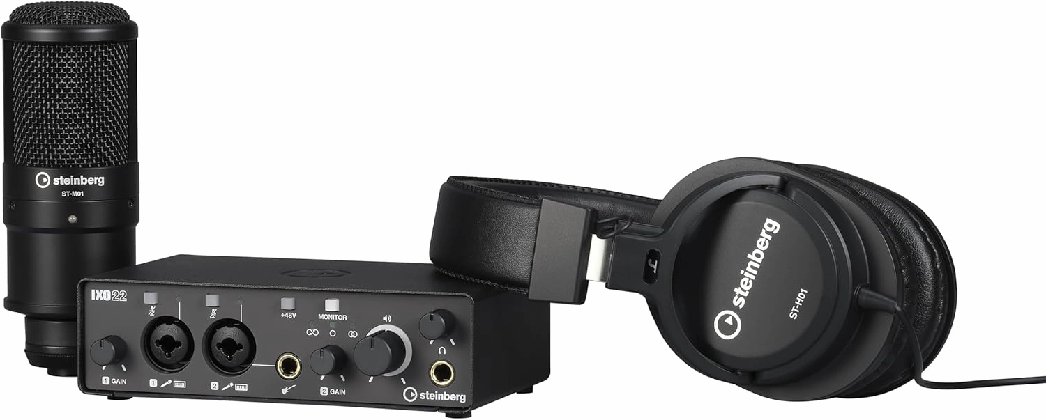 Steinberg Recording Pack With IXO22 Audio Interface, Studio Condenser Mic, Monitor Headphones, Cubase AI, Cubasis LE, WaveLab LE and Steinberg Plus Software