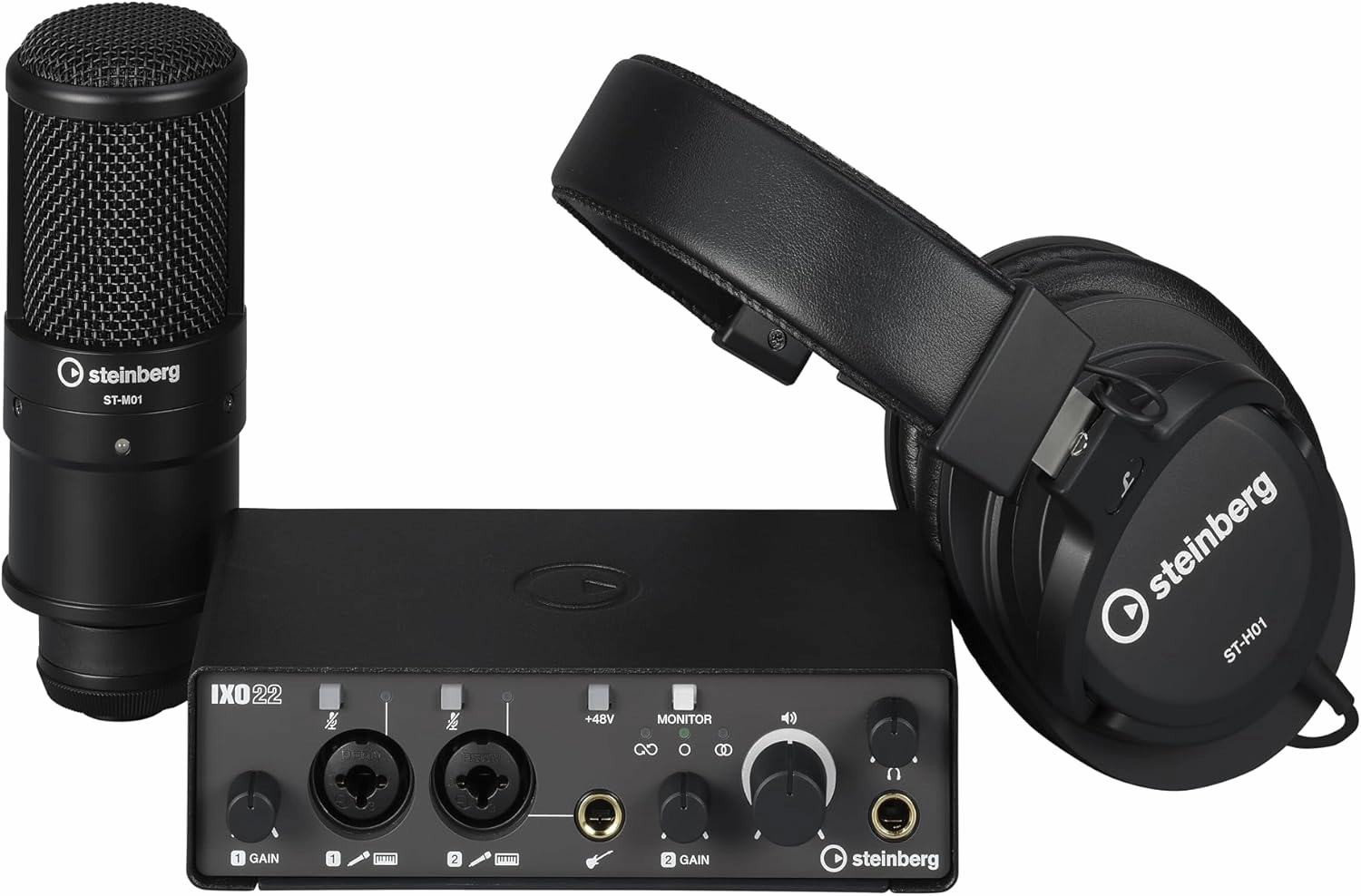Steinberg Recording Pack With IXO22 Audio Interface, Studio Condenser Mic, Monitor Headphones, Cubase AI, Cubasis LE, WaveLab LE and Steinberg Plus Software