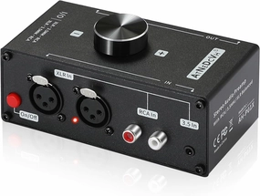 Stereo Audio Preamplifier - XLR Balanced RCA 3.5mm Input to XLR Balanced RCA 3.5mm Output Converter Adapter amp - Headphone Amplifier, Gain 20dB Phono Turntable Phonograph Preamp (Black) phono preamp,turntable amplifier,record player preamp,