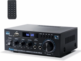 Stereo Receiver & Amplifier Home Audio Amp, AK45 Bluetooth Receiver for Home Stereo, 300Wx2, Bluetooth 5.0, 2 Channel, w/FM & Karaoke, w/USB/SD/RCA/MIC/FM in, w/Remote, for Garage Party Market integrated amplifier,stereo receiver,hi-fi amp combo,