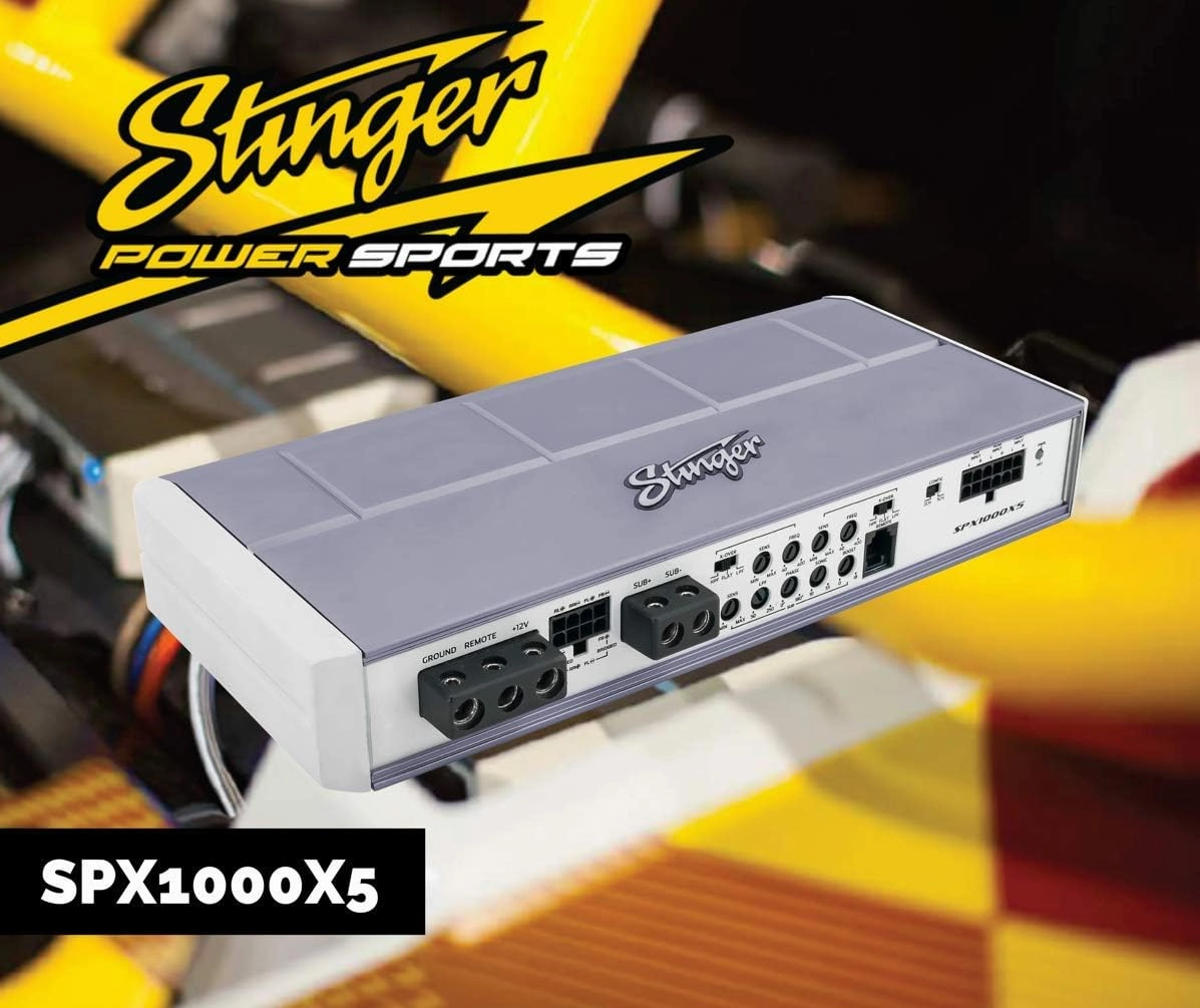 STINGER Marine Micro Amplifier - 5-Channel 1000 Watt, Class D Power-Sports Amplifier, Weather-Resisent, Full-Rang Five Channel (1000 Watt 5-Channel)