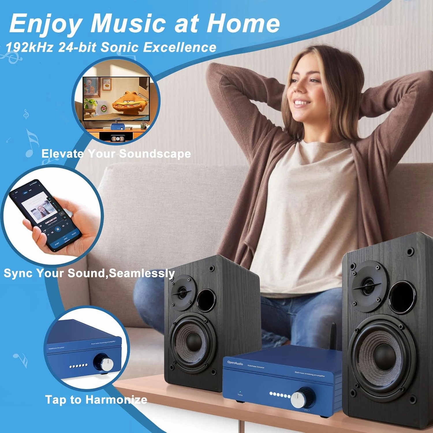 Streamer: Multi-Room Streamer | with Airplay2, Spotify Connect, DLNA | HDMI ARC, Optical, Coax, RCA, USB