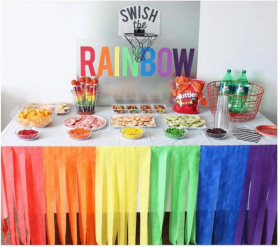 Streamers Paper 433ft Long 1.77in Wide Crepe Paper for Party,Wedding,Festival(Rainbow)