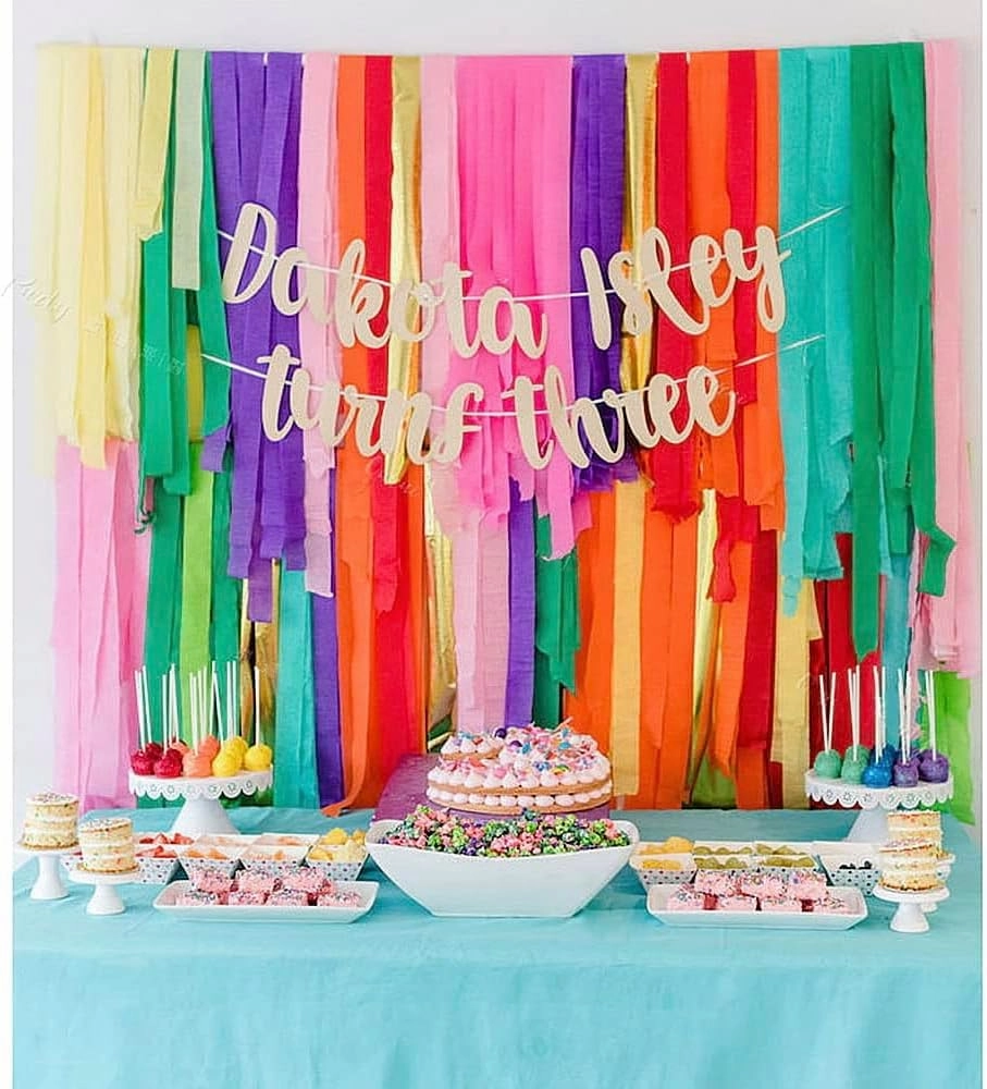 Streamers Paper 433ft Long 1.77in Wide Crepe Paper for Party,Wedding,Festival(Rainbow)