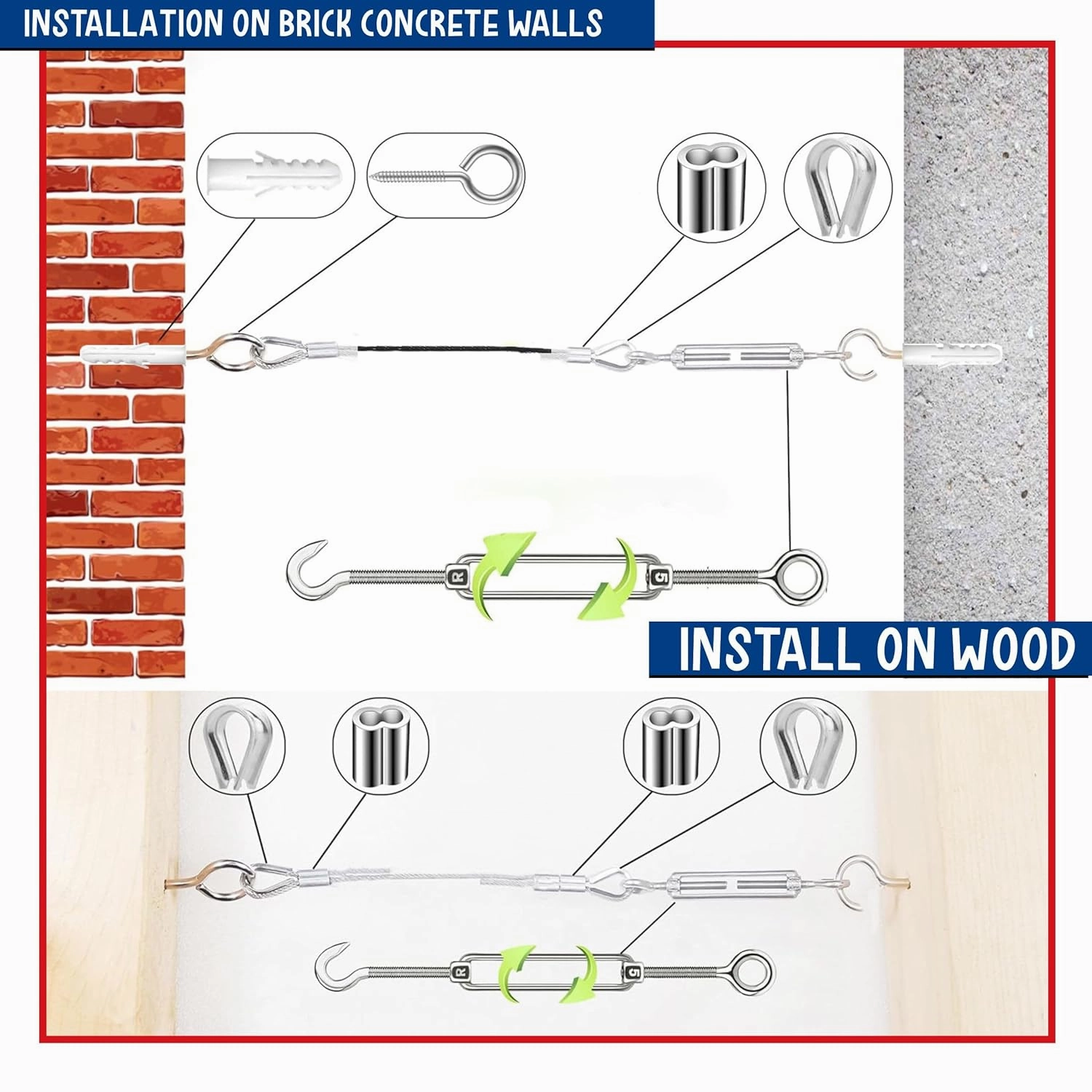 String Light Hanging Kit with Black Vinyl Coated 304 Stainless Steel Wire Rope,1/16 Inch Overmolded to 3/32 Inch,Turnbuckles and Hooks for Patio, Outdoor Post Light Accessories(200ft-56set)