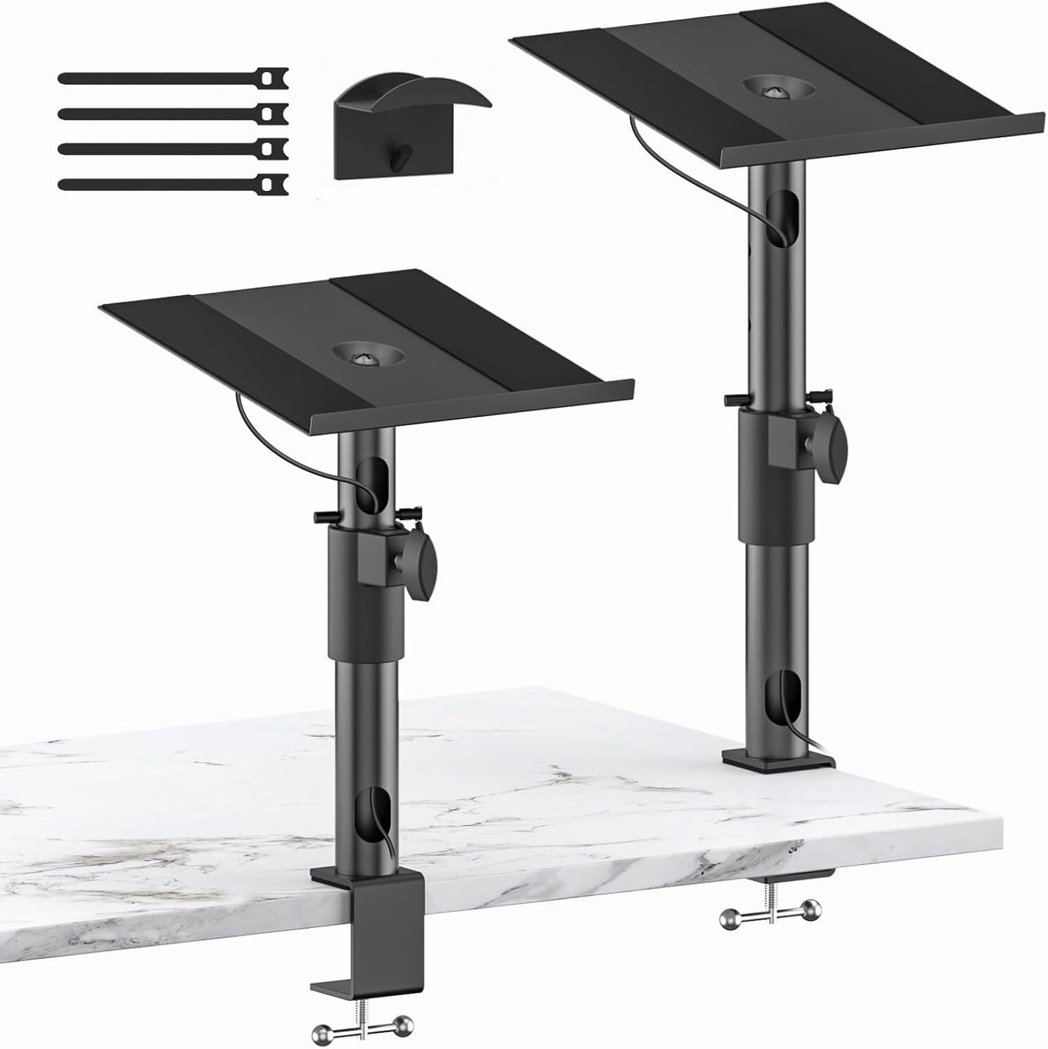 Studio Monitor Stands for PreSonus, JBL Nano K and More Monitor Speaker Stands, Adjustable Height & Tilt & Swivel Desk Bookshelf Speaker Stands for KRK, Klipsch, Polk and More Wr Headphone Holder studio monitors,nearfield speakers,mixing reference 