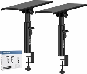 Studio Monitor Stands Pair Heavy Duty Desk Clamp Speaker Stands with Adjustable Tilt Angle Tray of 0-12  studio monitors,nearfield speakers,mixing reference monitors,