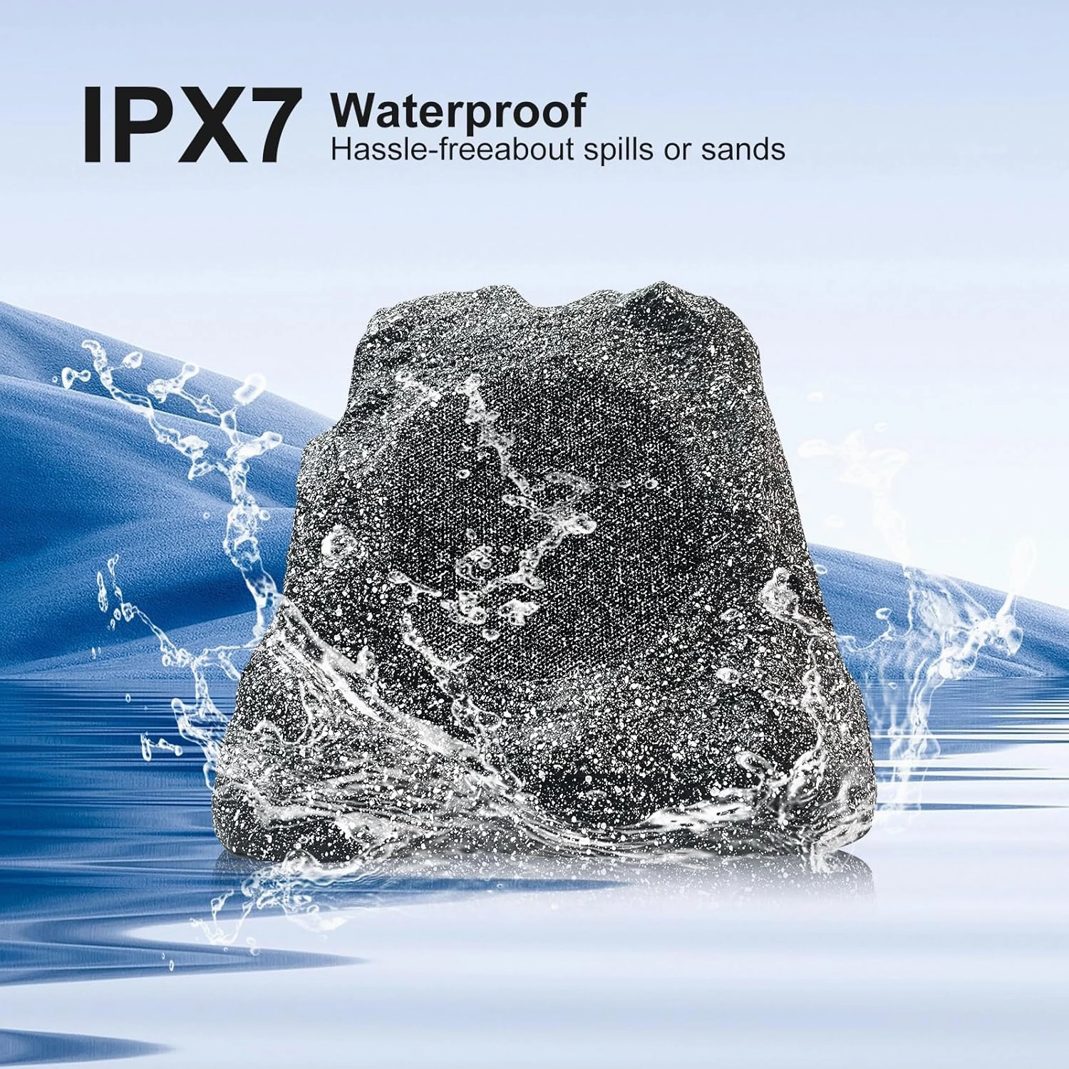 STUDIOFINIX 8" Outdoor Rock Bluetooth Speakers Waterproof Powerful 600 Watt Deep Bass All Weather Durable for Outdoor Garden Pool Patio Deck Porch BBQ (1 Pair, Gray)