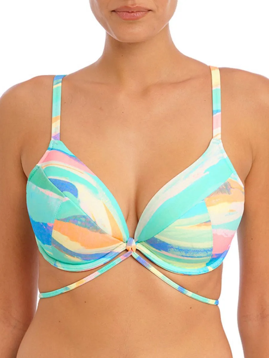 Summer Reef Padded Plunge Bikini Top - Aqua