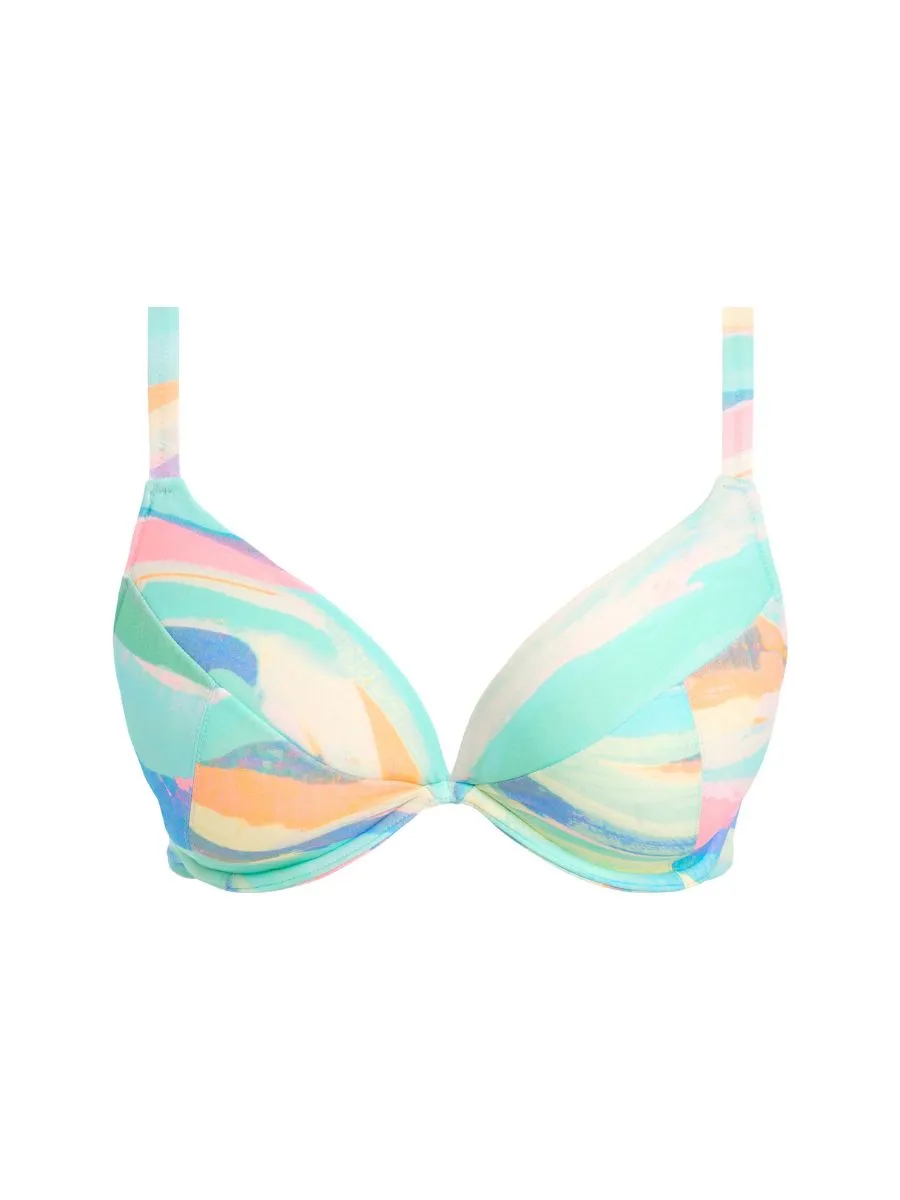 Summer Reef Padded Plunge Bikini Top - Aqua