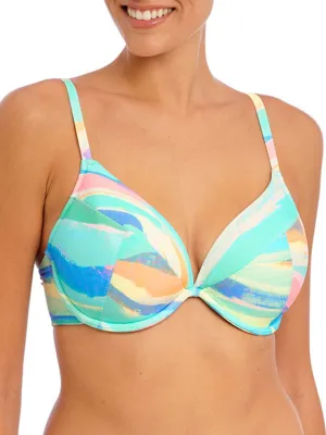 Summer Reef Padded Plunge Bikini Top - Aqua