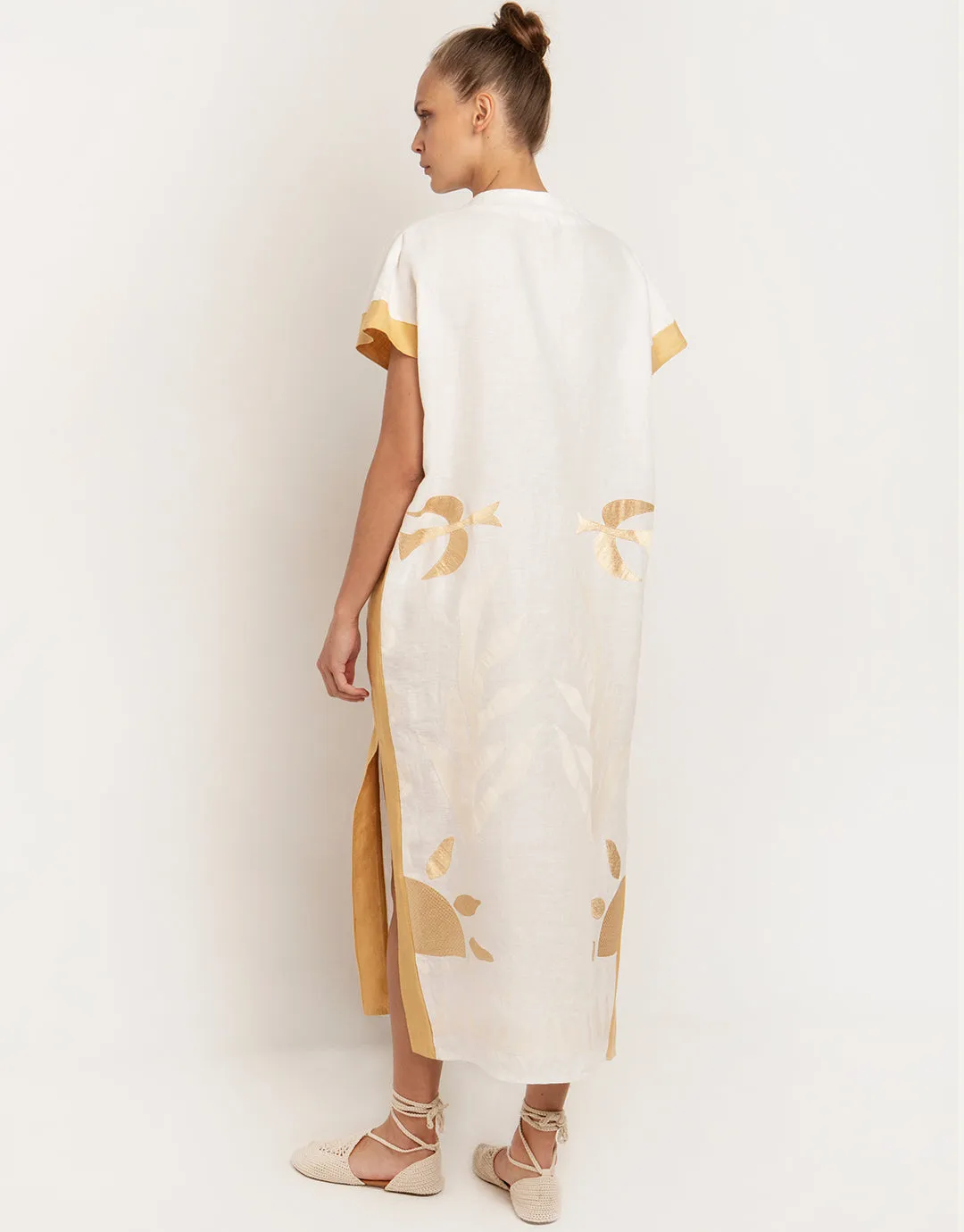 Sun Midi Kaftan  - White and Yellow