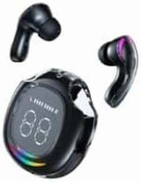 Super YES Ear Buds Wireless Earbuds Bluetooth 5.3 Headphones 64H Playback Mini LED Display Charging Case IP7 Waterproof Sports in Ear Bluetooth Earphones for Cell Phone TV Laptop Computer (Black) wireless audio bridge,Bluetooth transmitter,WiFi audio link,