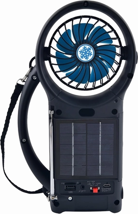 Supersonic SC-1073ERF Solar Power Bluetooth Speaker with FM Radio, LED Torch Light and Fan USB/SD Input, FM Radio, 3 Wind Speed, for Picnic, Barbecue, Camping, Hurricane Emergency outdoor speakers,weatherproof speakers,patio audio system,