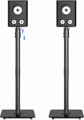 Suptek 34.1-44.7 Height Adjustable Speaker Stands Set of 2 Bookshelf Speaker Stand Pair for Universal Satellite Speakers, for Bose Polk JBL Sony Yamaha - 22 lbs Capacity per Stand, SFM001 speaker stands,monitor stands,floor speaker holders,