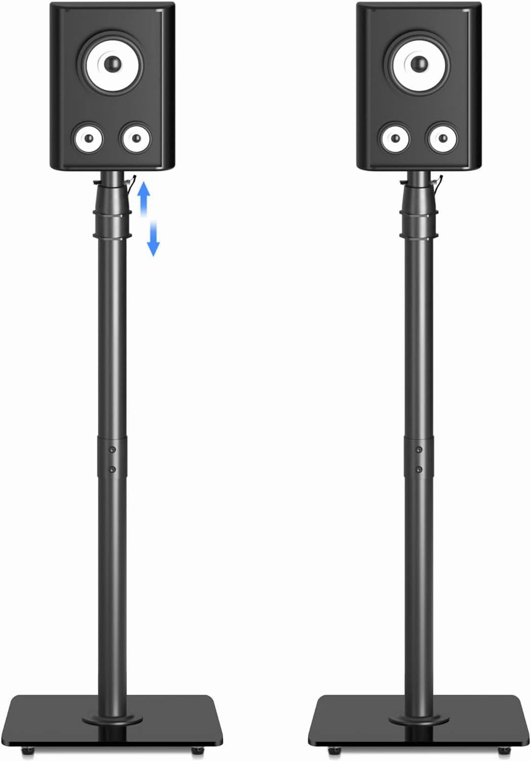 Suptek 34.1-44.7 Height Adjustable Speaker Stands Set of 2 Bookshelf Speaker Stand Pair for Universal Satellite Speakers, for Bose Polk JBL Sony Yamaha - 22 lbs Capacity per Stand, SFM001 speaker stands,monitor stands,floor speaker holders,