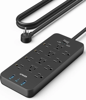 Surge Protector Power Strip (2100J), Anker 12 Outlets with 1 USB C and 2 USB Ports foriPhone 15/15 Plus/15 Pro/15 Pro Max, 5ft Extension Cord, Flat Plug, 20W USB C Charging for Home, Office,TUV Listed power cord,hi-fi power cable,AC power lead,