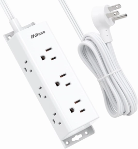 Surge Protector Power Strip - 9 Widely Spaced Multi Outlets, Wall Mount, 3 Side Outlet Extender with 5Ft Extension Cord, Flat Plug for Home Office power cord,hi-fi power cable,AC power lead,