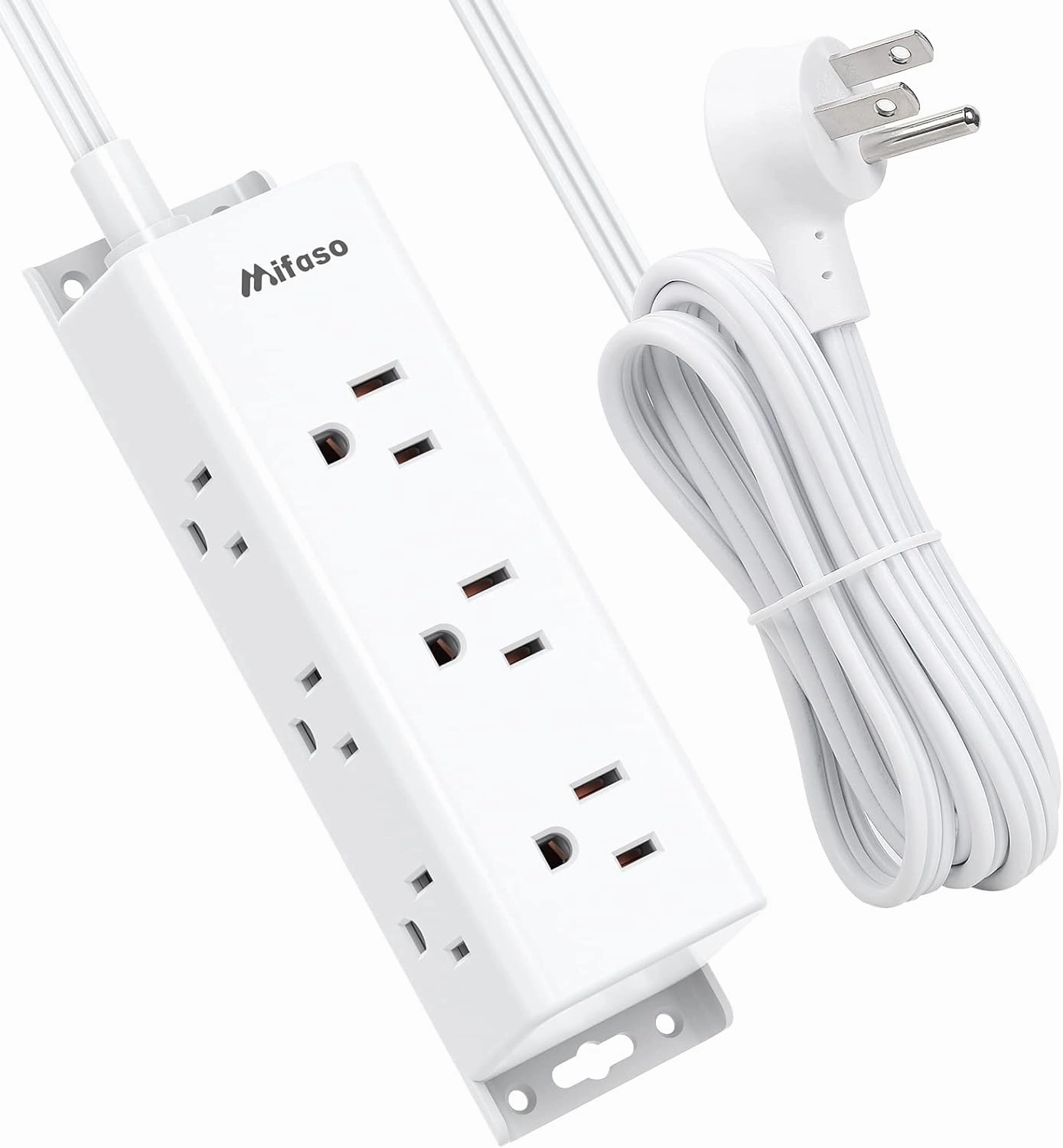 Surge Protector Power Strip - 9 Widely Spaced Multi Outlets, Wall Mount, 3 Side Outlet Extender with 5Ft Extension Cord, Flat Plug for Home Office power cord,hi-fi power cable,AC power lead,