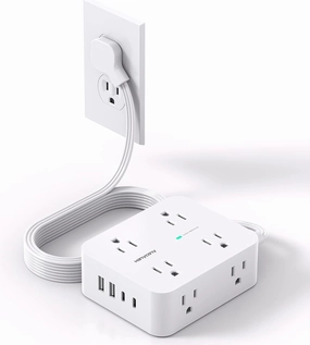 Surge Protector Power Strip, HANYCONY Extension Cord with Multiple Outlets, 5 Ft Ultra Thin Flat Plug 8 Outlets 4 USB Ports(2USB C), 1080J Outlet Extender for Home Office College Dorm Room Essentials power cord,hi-fi power cable,AC power lead,
