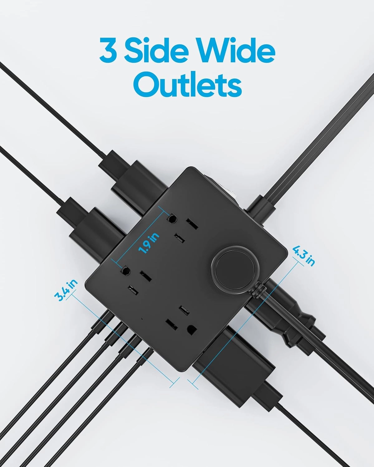 Surge Protector Power Strip, Olcorife Ultra Thin Flat Plug Extension Cord 5ft, 8 Outlets 4 USB Ports(1 USB C), Flat Wall Plug Outlet Extender, College Dorm Room Essentials, Black