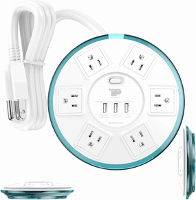 Surge Protector Power Strip,Smart Design Extension Cord,4 Feet Flat Extension with 6 Outlet 3 USB Quick Charging Power Strips with Surge Protector EMI-/RFI-Filter for Home Office,UL Listed smart audio hub,voice control speaker,Alexa compatible audio,