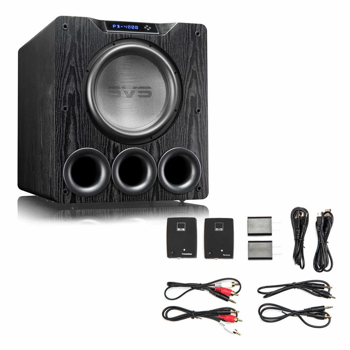 SVS PB-4000 13.5 Inch Ported Box Subwoofer with SoundPath Wireless Audio Adapter (Premium Black Ash)