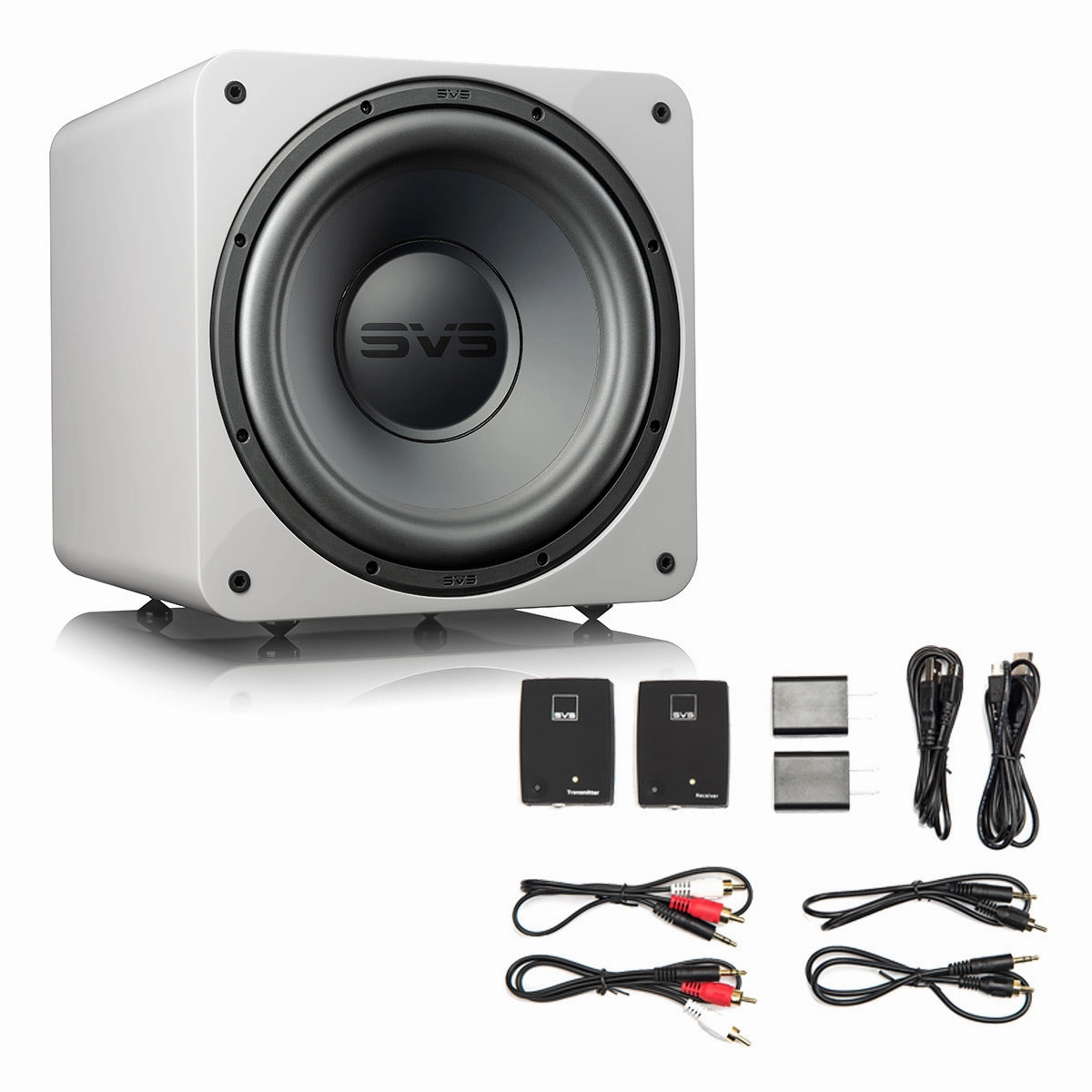 SVS SB-1000 Pro 10 Inch Sealed Subwoofer with SoundPath Wireless Audio Adapter (Piano Gloss White)