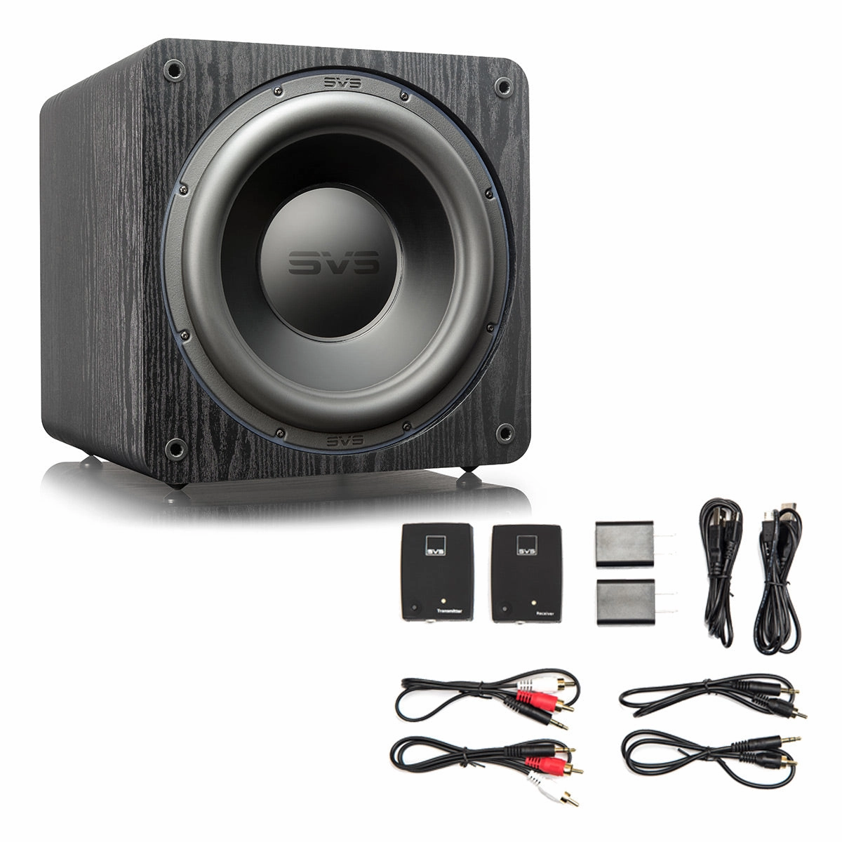 SVS SB-3000 13 Inch Sealed Subwoofer with SoundPath Wireless Audio Adapter (Black Ash)