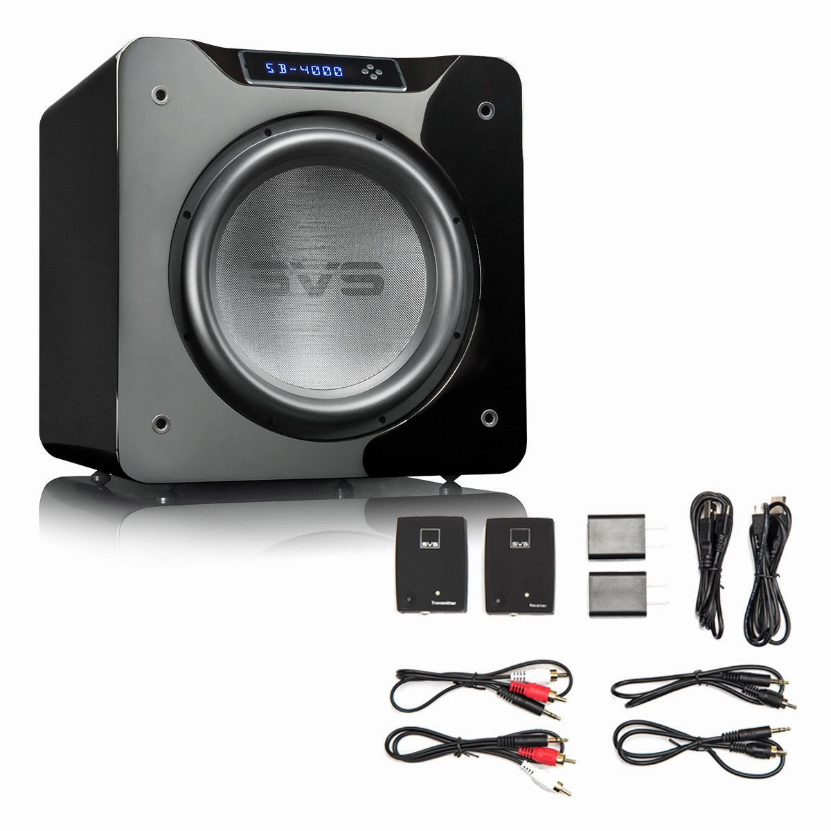 SVS SB-4000 13.5 Inch Sealed Box Subwoofer with SoundPath Wireless Audio Adapter (Piano Gloss Black)