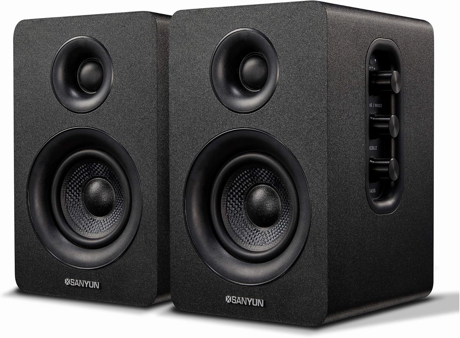 SW208 3" Active Bluetooth 5.0 Bookshelf Speakers  60W Carbon Fiber Speaker Unit - Built-in 24bit DAC - Dynamic 3D Surround Sound  2.0 Computer PC Monitor Gaming Speakers (Pair, Black) surround sound system,cinema audio kit,5.1 surround package,