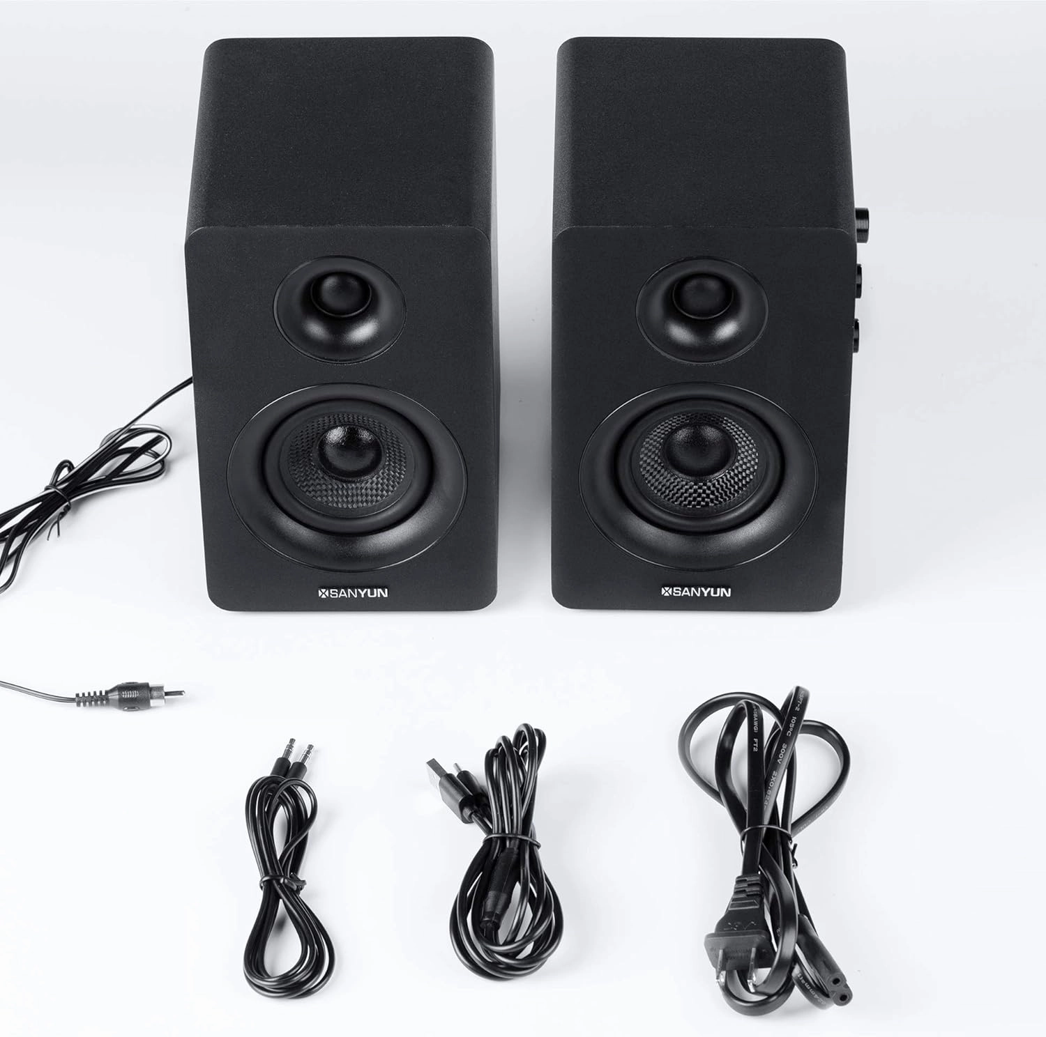 SW208 3" Active Bluetooth 5.0 Bookshelf Speakers  60W Carbon Fiber Speaker Unit - Built-in 24bit DAC - Dynamic 3D Surround Sound  2.0 Computer PC Monitor Gaming Speakers (Pair, Black)