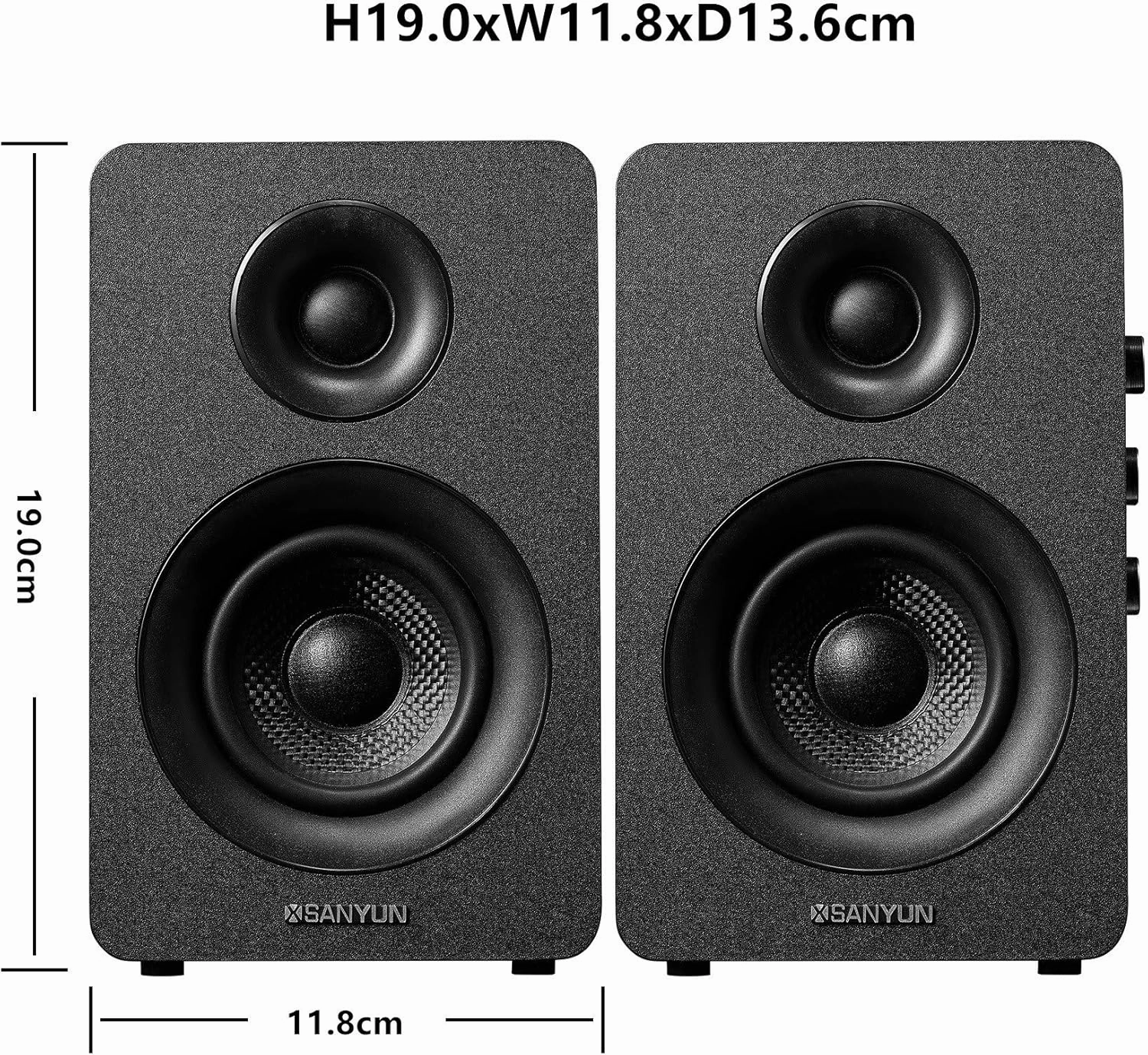 SW208 3" Active Bluetooth 5.0 Bookshelf Speakers  60W Carbon Fiber Speaker Unit - Built-in 24bit DAC - Dynamic 3D Surround Sound  2.0 Computer PC Monitor Gaming Speakers (Pair, Black)