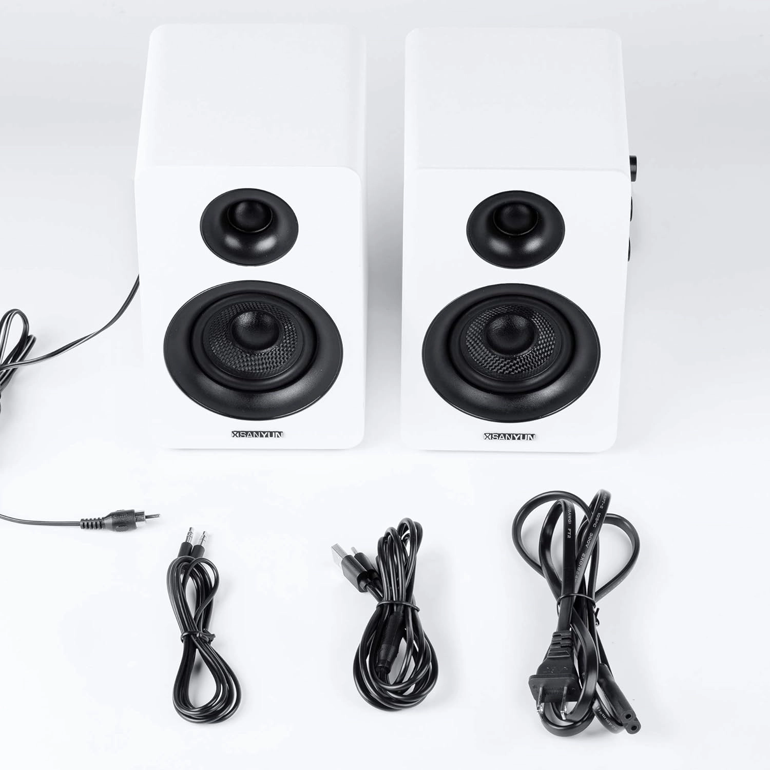 SW208 3" Active Bluetooth 5.0 Bookshelf Speakers  60W Carbon Fiber Speaker Unit - Built-in 24bit DAC Dynamic 3D Surround Sound 2.0 Computer PC Monitor Gaming (Pair, White)