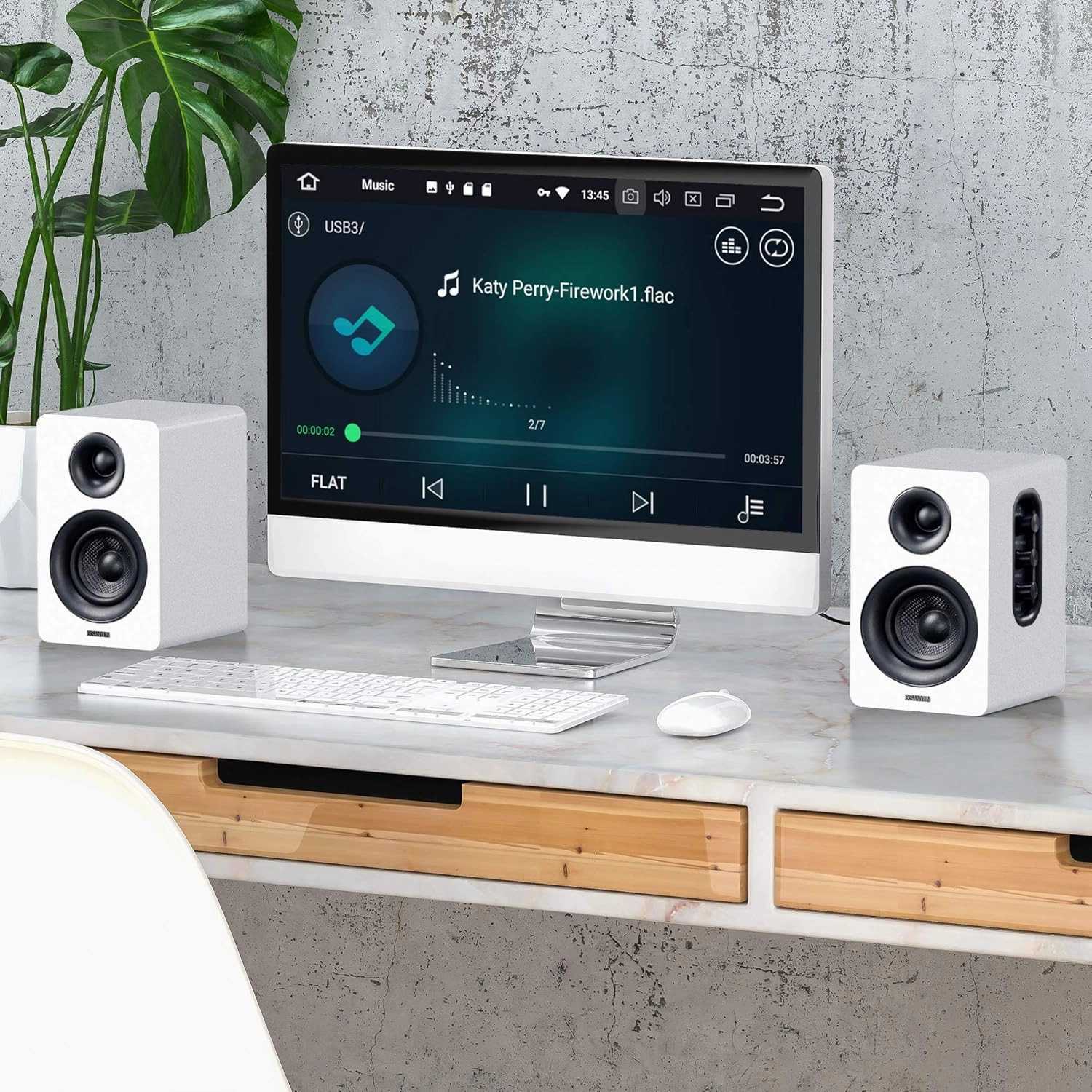 SW208 3" Active Bluetooth 5.0 Bookshelf Speakers  60W Carbon Fiber Speaker Unit - Built-in 24bit DAC Dynamic 3D Surround Sound 2.0 Computer PC Monitor Gaming (Pair, White)