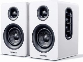 SW208 3" Active Bluetooth 5.0 Bookshelf Speakers  60W Carbon Fiber Speaker Unit - Built-in 24bit DAC Dynamic 3D Surround Sound 2.0 Computer PC Monitor Gaming (Pair, White) bookshelf speakers,compact stereo speakers,hi-fi shelf speakers,
