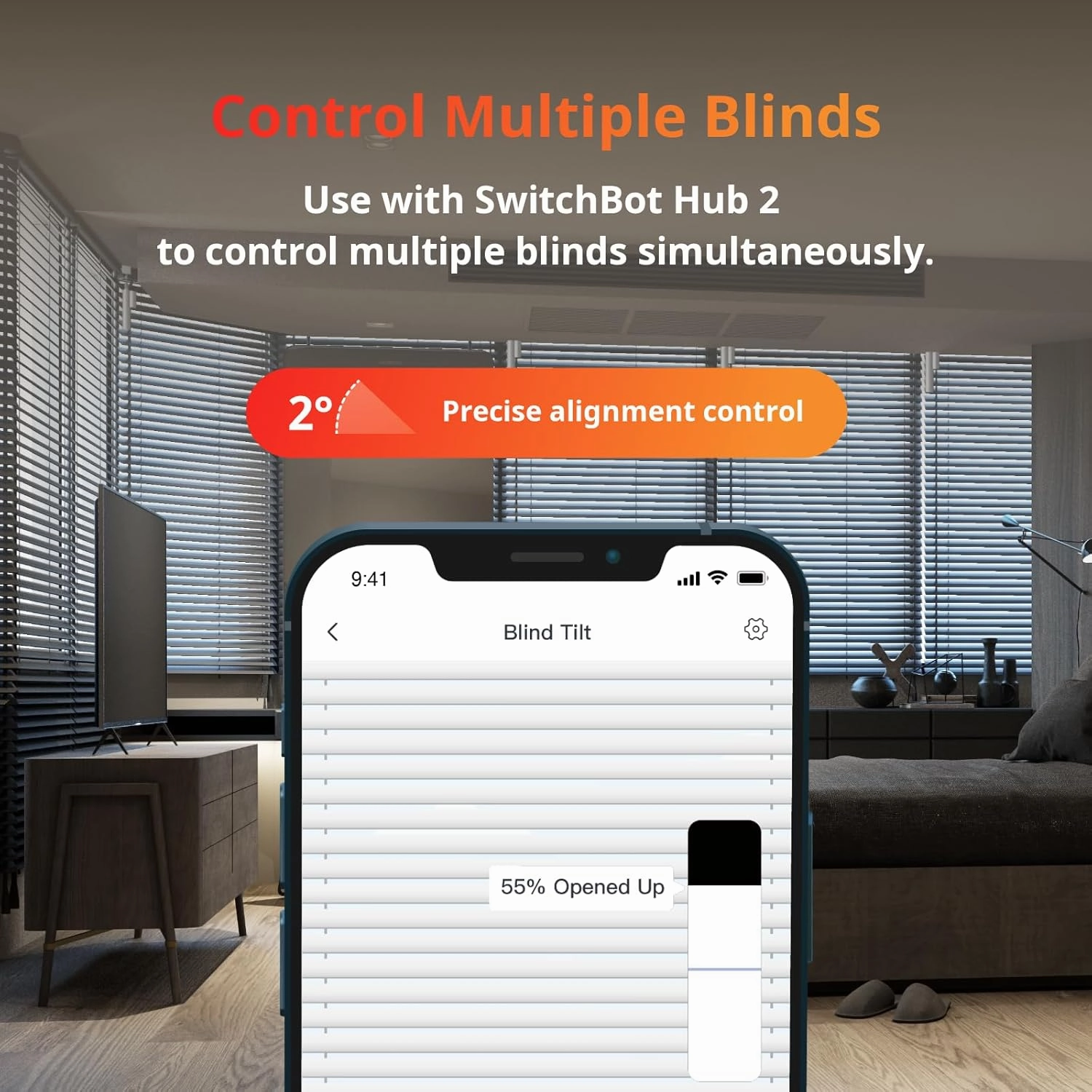 SwitchBot Blind Tilt Automatic Blind Opener 3-Pack & Hub 2- Smart Motorized Blinds with Bluetooth/IR Remote Control, WiFi Thermometer Hygrometer, Light Sensor, Work with Alexa, Google Home, HomeKit
