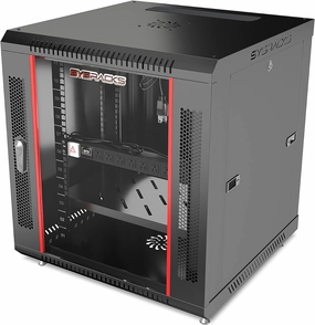 Sysracks - 12U - Server Rack - Wall Mount Rack - Locking Cabinet for Network - Electronics - Security - Audio - Video - AV Equipment - Data Rack - Legs/Power Strip/Shelf/Fan - 18-Inch Deep audio rack,hi-fi component stand,media shelf,