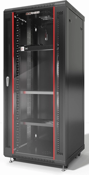 Sysracks - Server Rack  Wall Mount Rack - Locking Cabinet for Network - Electronics - Security - Audio - Video - AV Equipment - Data Rack - Legs/Power Strip/Shelf/Fan - 24-Inch Deep (27U) audio rack,hi-fi component stand,media shelf,