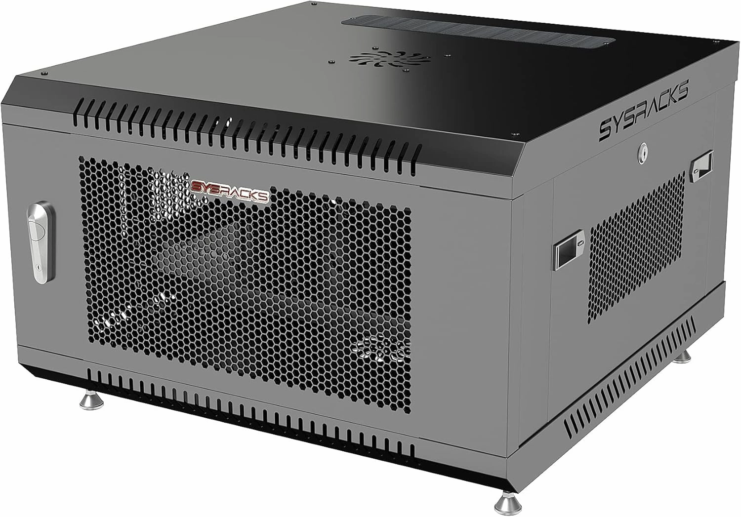 Sysracks - Wall Mount Server Rack - Locking Network Cabinet - 6 U Locking AV Enclosure - Vented Audio Rack - Networking Enclosure - 24 Inch Depth IT Computer Cabinet - with Casters - PDU - Shelf audio rack,hi-fi component stand,media shelf,