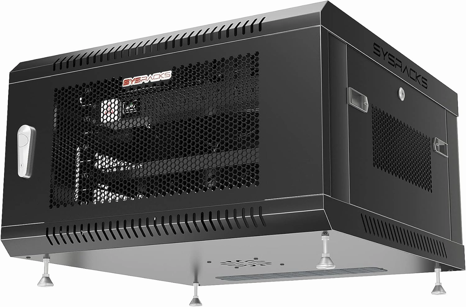 Sysracks - Wall Mount Server Rack - Locking Network Cabinet - 6 U Locking AV Enclosure - Vented Audio Rack - Networking Enclosure - 24 Inch Depth IT Computer Cabinet - with Casters - PDU - Shelf