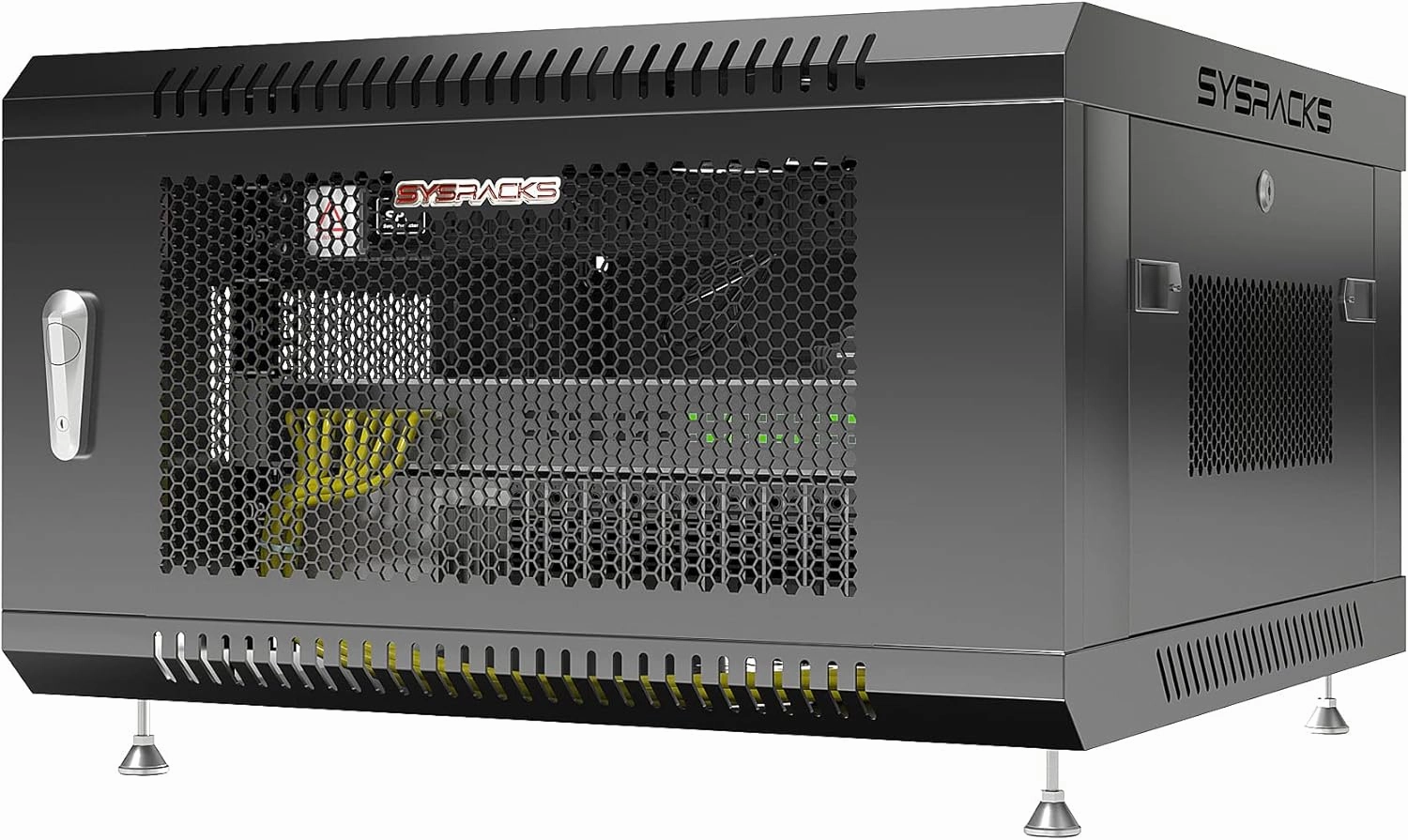 Sysracks - Wall Mount Server Rack - Locking Network Cabinet - 6 U Locking AV Enclosure - Vented Audio Rack - Networking Enclosure - 24 Inch Depth IT Computer Cabinet - with Casters - PDU - Shelf