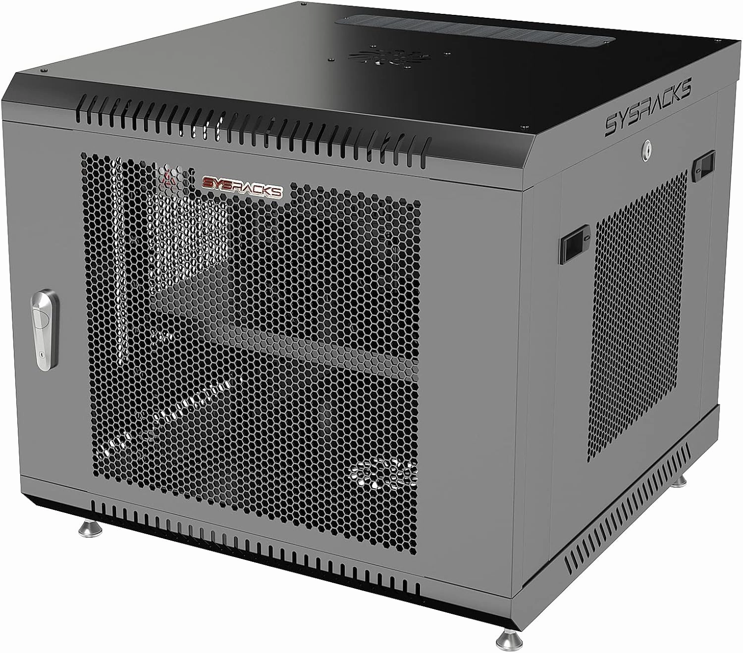 Sysracks - Wall Mount Server Rack - Locking Network Cabinet - AV Enclosure - Vented Audio Rack - Networking Enclosure 24 Inch Depth IT Computer Cabinet - Shelf - Fan (9U (24" w x24 d x20 h))