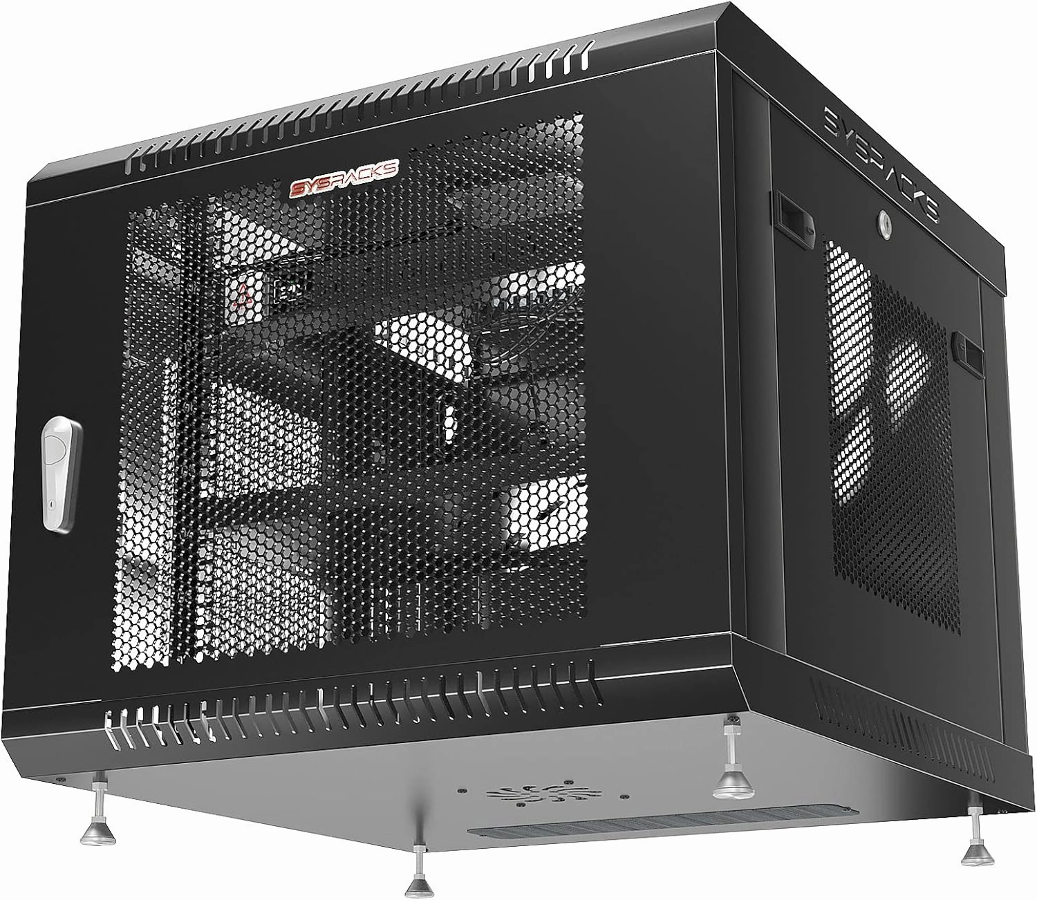 Sysracks - Wall Mount Server Rack - Locking Network Cabinet - AV Enclosure - Vented Audio Rack - Networking Enclosure 24 Inch Depth IT Computer Cabinet - Shelf - Fan (9U (24" w x24 d x20 h))